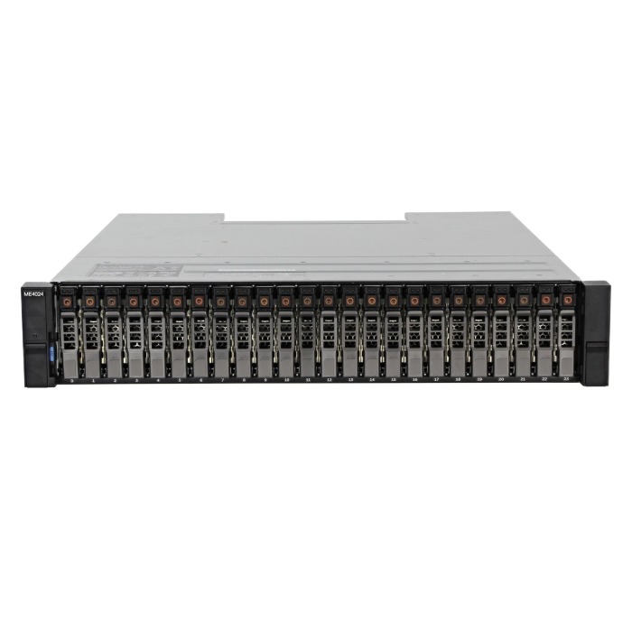 Dell PowerVault storage array ME4024 with 2x iSCSI (10GbE Base-T) controller, 2x 580W AC PSU, rails