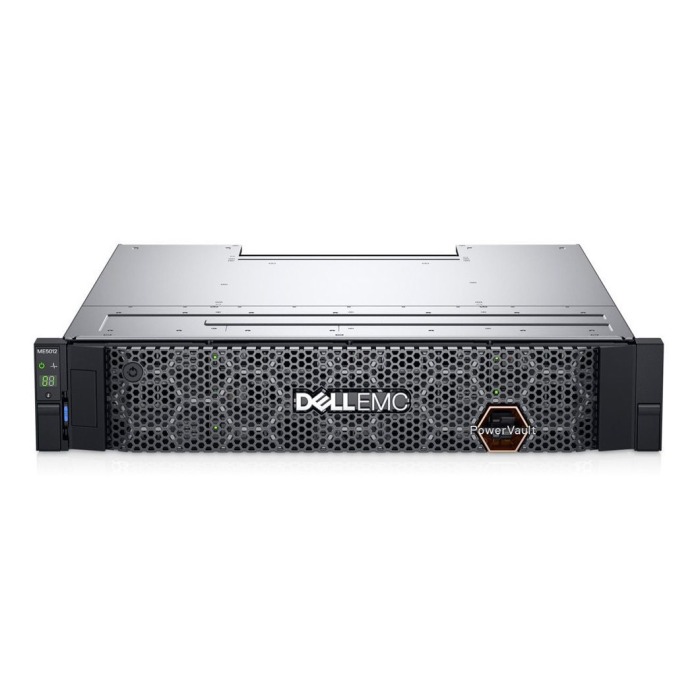 Dell PowerVault storage array ME5012 with 2x iSCSI (10/25GbE SFP28) controller, 2x 12TB HDD SAS