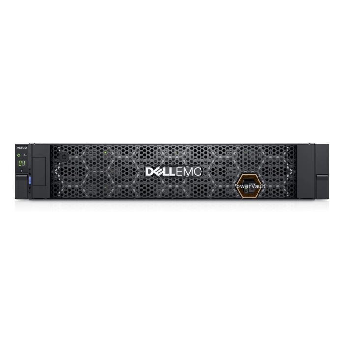 Dell PowerVault storage array ME5012 with 2x iSCSI (10/25GbE SFP28) controller, 4x 12TB HDD SAS, rails