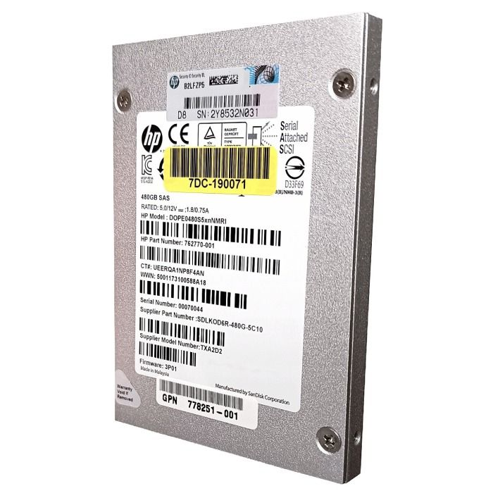 Dysk twardy HPE 480GB SSD SAS 6G 2.5" MLC 762770-001