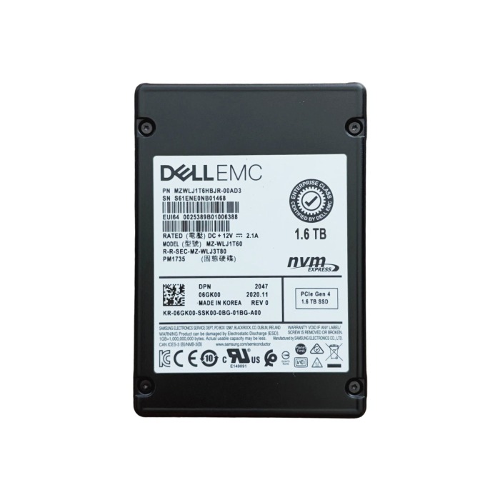 Hard drive Dell 1.6TB SSD NVMe PCIe 4.0x4 U.2 2.5" V-NAND TLC MU 6GK00