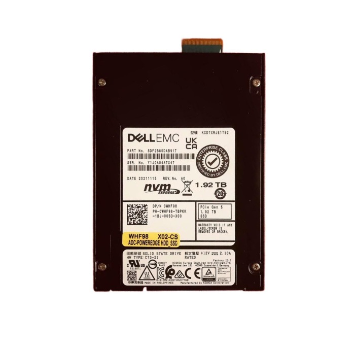 Hard drive Dell 1.92TB SSD NVMe PCIe 5.0x4 E3.S 3D TLC RI WHF98