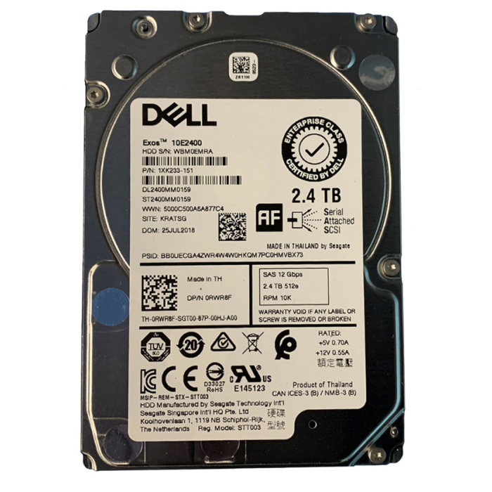 Hard drive Dell 2.4TB 10K HDD SAS 12G 2.5" AES-256 512e 256MB RWR8F