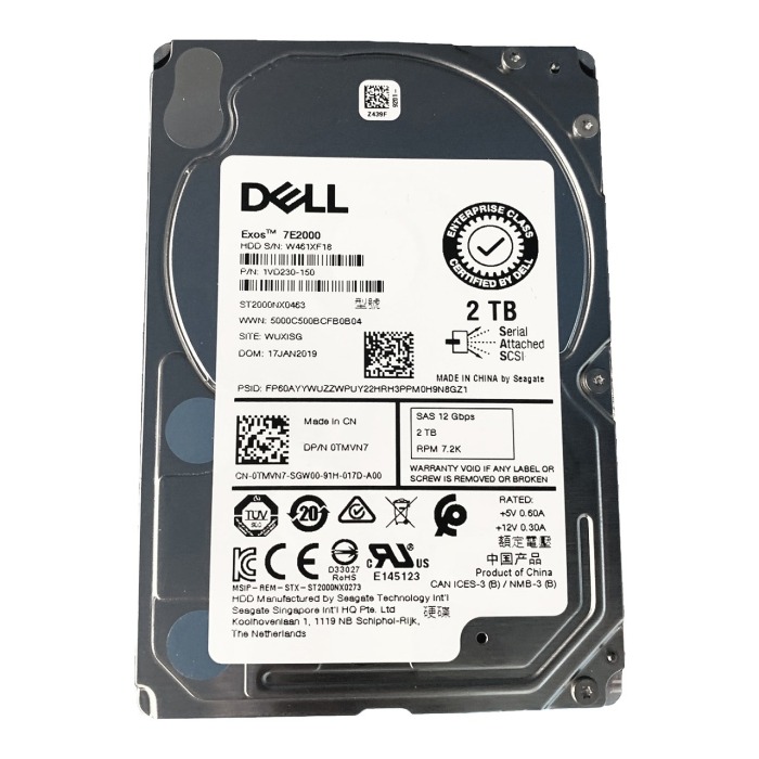Hard drive Dell 2TB 7.2K HDD SAS 12G 2.5" 512e 128MB TMVN7
