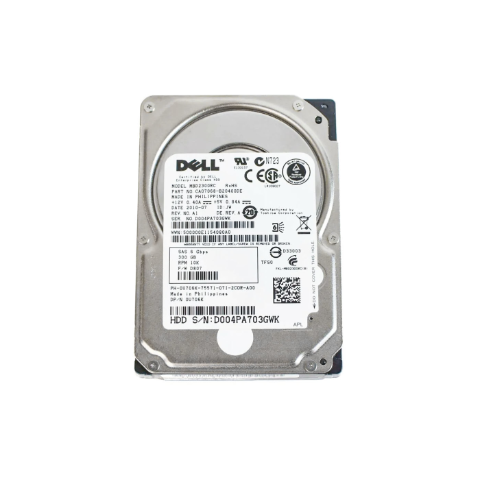 Hard Drive Dell 300GB 10K SAS 6G 2.5 512n 16MB U706K