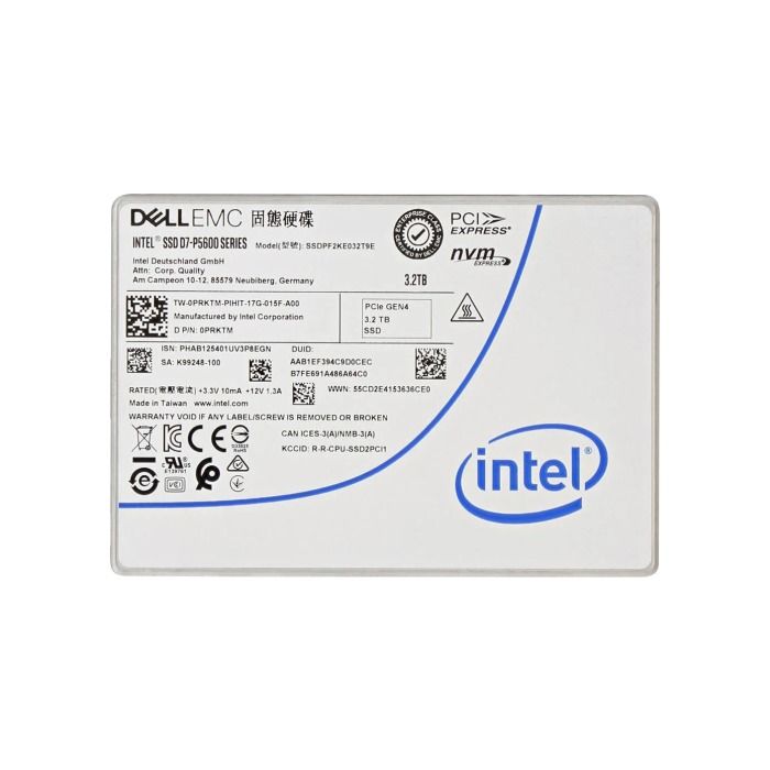 Hard drive Dell 3.2TB SSD PCIe NVMe 4.0 U.2 2.5" TLC MU AES-256 PRKTM
