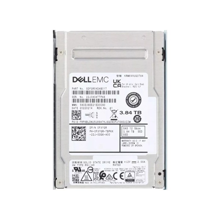 Hard drive Dell 3.84TB SSD SAS 12G 2.5" 3D TLC NAND MU AES-128 FXYGR