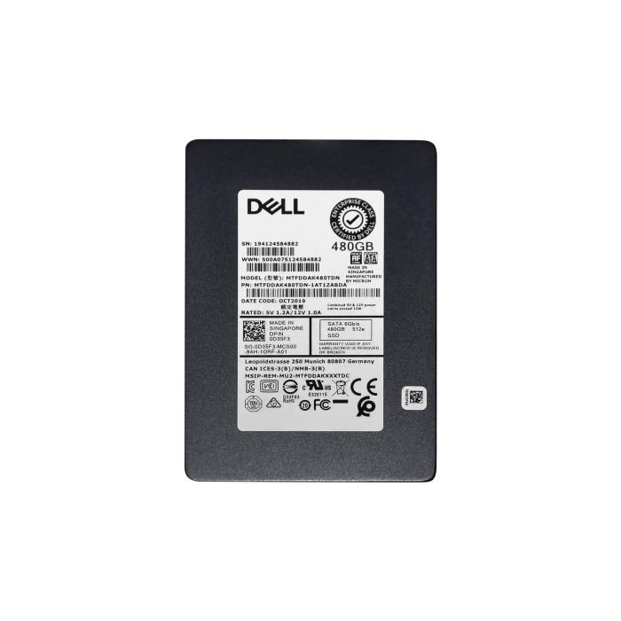 Hard Drive Dell 480GB SSD SATA 6G 2.5" TLC MU 512e D35F3