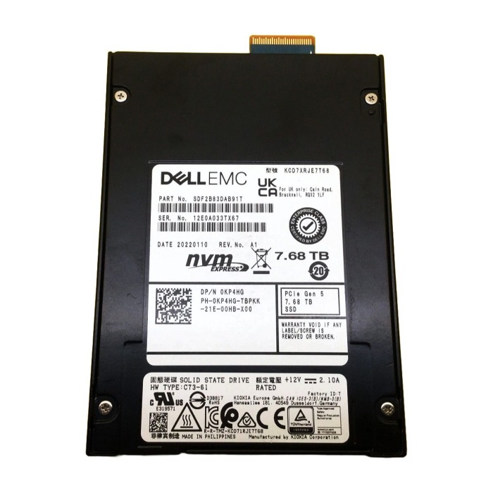 Hard drive Dell 7.68TB SSD NVMe 5.0x4 E3.S TLC RI KP4HG