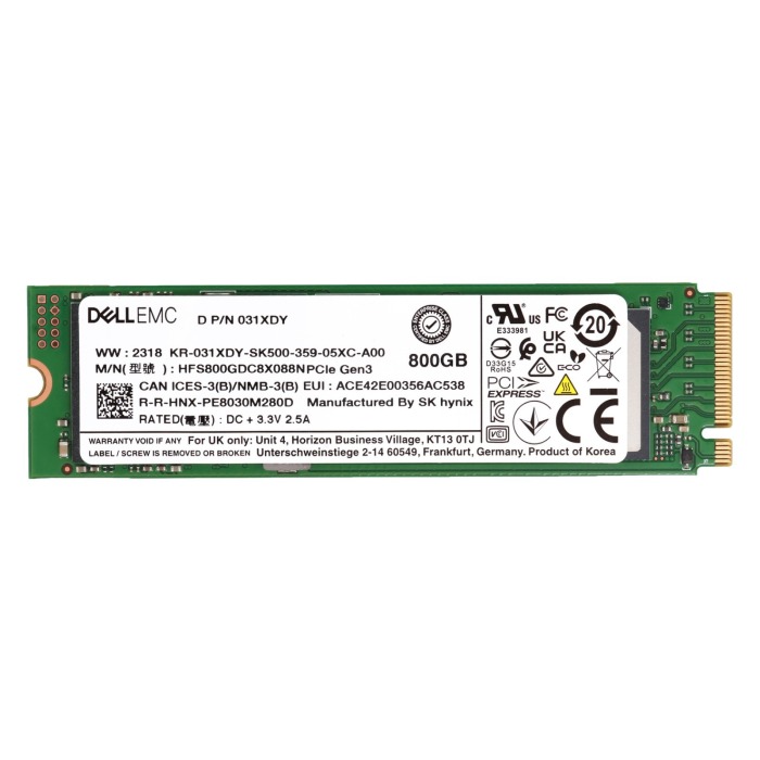 Hard drive Dell 800GB SSD NVMe PCIe 3.0x4 M.2 2280 3D TLC NAND MU 512e 31XDY