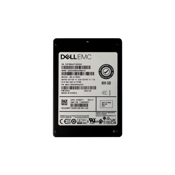 Hard drive Dell 800GB SSD SAS 12G 2.5" MLC MU 118000851