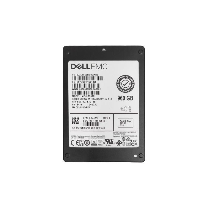 Hard drive Dell 960GB SSD SAS 12G 2.5" K74WN