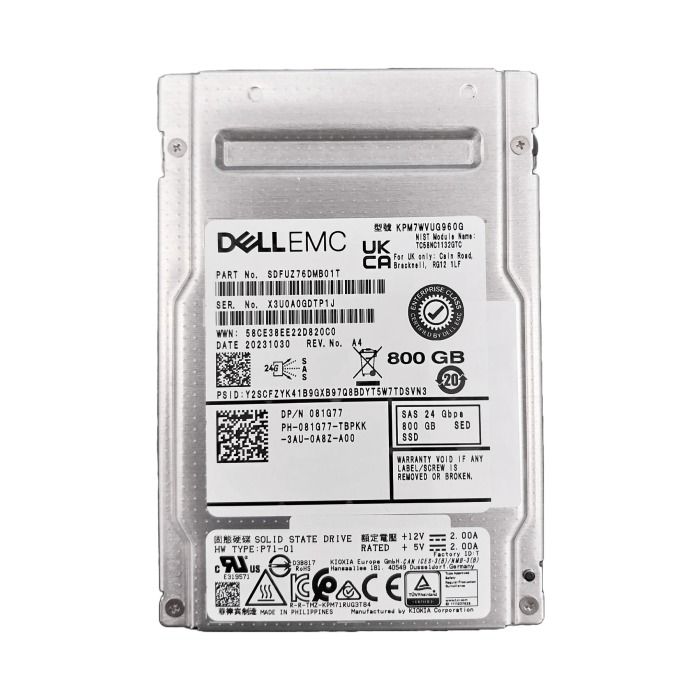Hard drive Dell Kioxia 800GB SSD SAS-4 24G 2.5" TLC MU 81G77