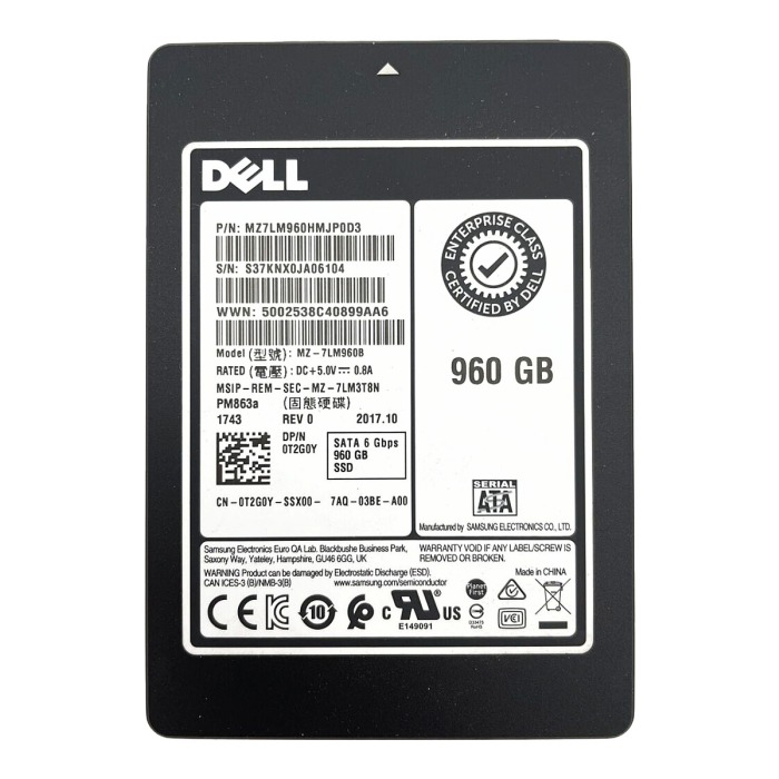 Hard drive Dell Samsung 960GB SSD SATA 6G 2.5" TLC RI AES-256 T2G0Y