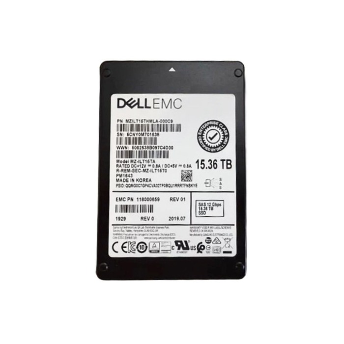 Hard drive EMC 15.36TB SSD SAS 12G 2.5" 3D V-NAND RI AES-256 512e 118000659