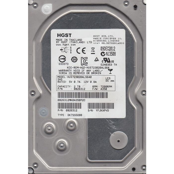 Hard drive HGST 2TB 7.2K HDD SAS 6G 3.5" 512n 64MB 0B26312