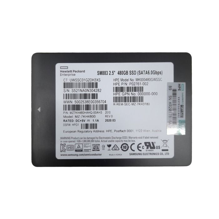 Hard drive HP 480GB SSD SATA 6G 2.5" MLC MU MZ7KH480HAHQ-00AH3