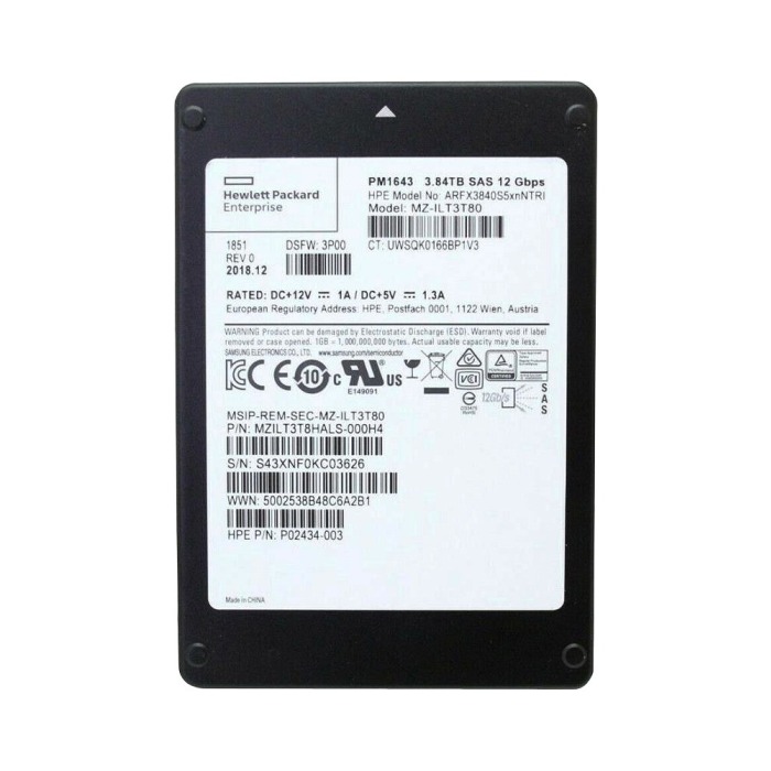 Hard drive HPE 3.84TB SSD SAS 12G 2.5" V-NAND RI P02434-003