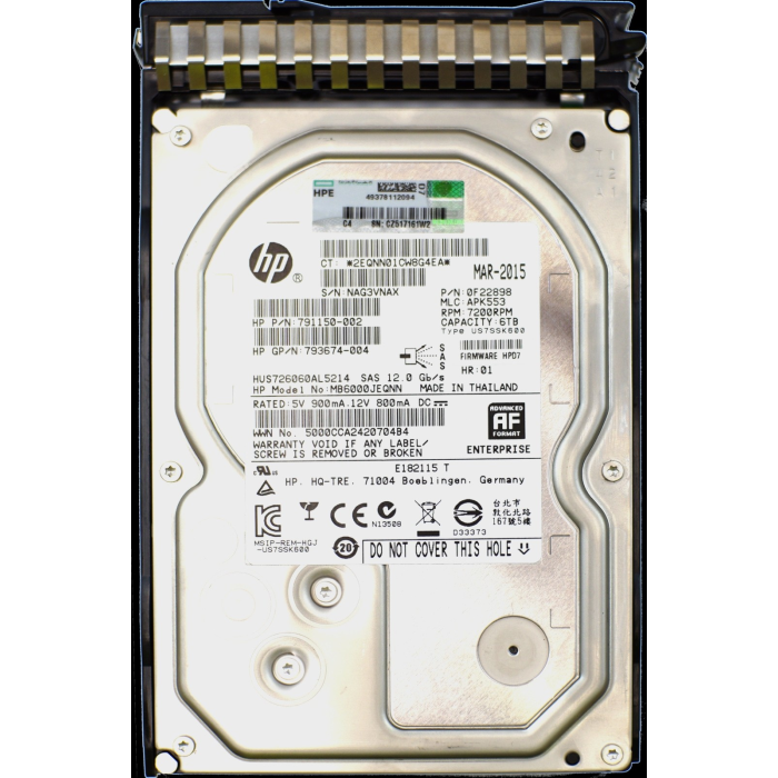 Hard drive HPE 6TB 7.2K SAS 12G 3.5" 128MB 791150-002