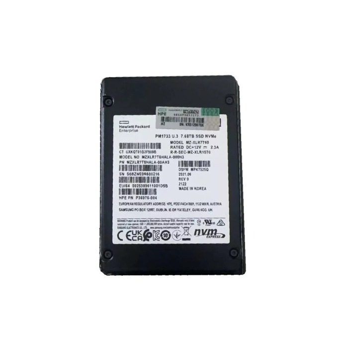Hard drive HPE 7.68TB SSD NVMe PCIe 4.0x4 U.2 2.5" RI P36976-004