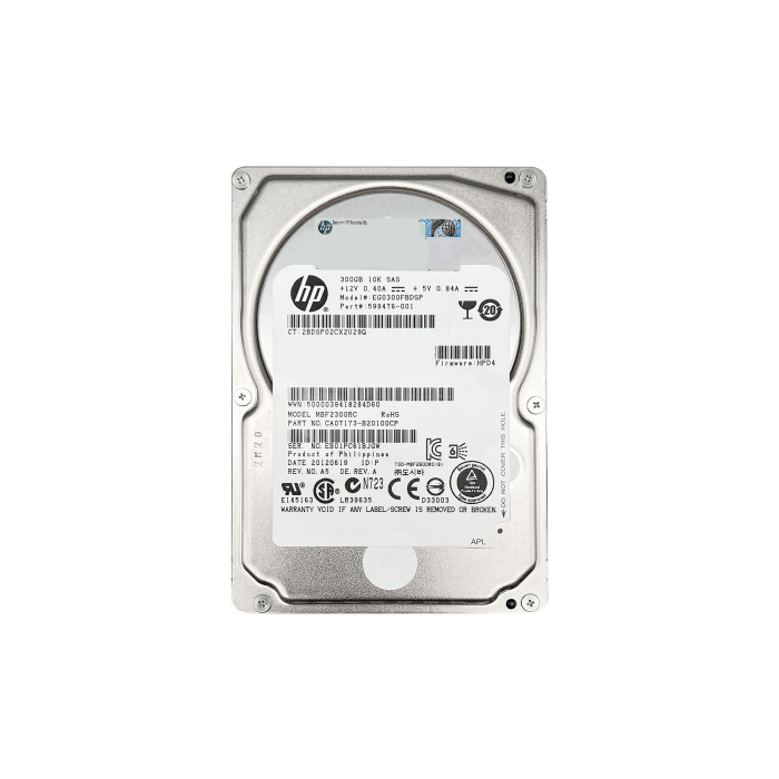 Hard Drive HPE Toshiba 300GB 10K SAS 6G 2.5 512n 16MB 599476-001