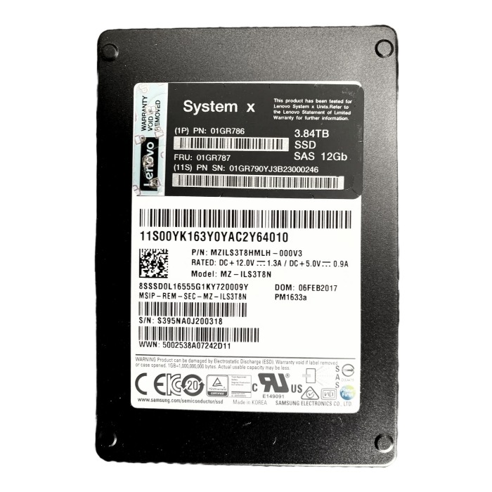 Hard drive Lenovo 3.84TB SSD SAS 12G 2.5" Samsung V-NAND TLC RI 01GR786