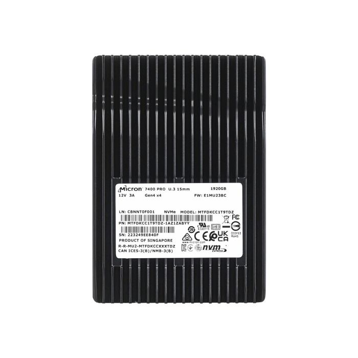 Hard drive Micron 7400 PRO 1.92TB NVMe PCIe 4.0 U.3 2.5" RI MTFDKCC1T9TDZ-1AZ1ZABYY