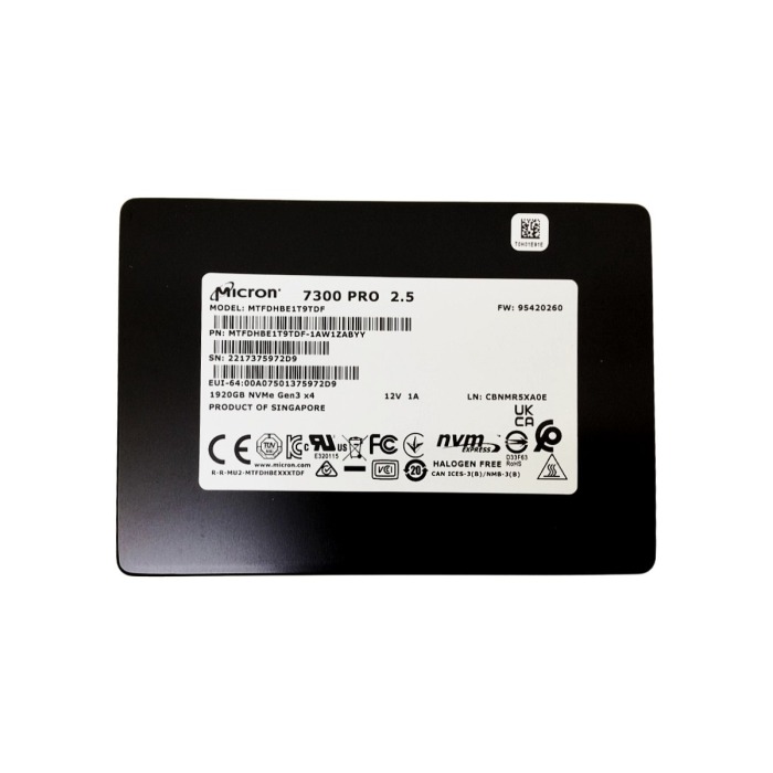 Hard drive Micron 1.92TB SSD NVMe PCIe 3.0x4 U.2 2.5" 3D TLC NAND RI MTFDHBE1T9TDF-1AW1ZABYY