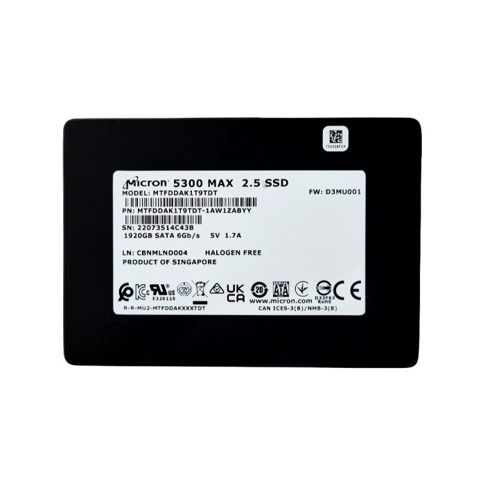 Hard drive Micron 1.92TB SSD SATA 6G 2.5" 3D TLC NAND MU MTFDDAK1T9TDT-1AW1ZABYY