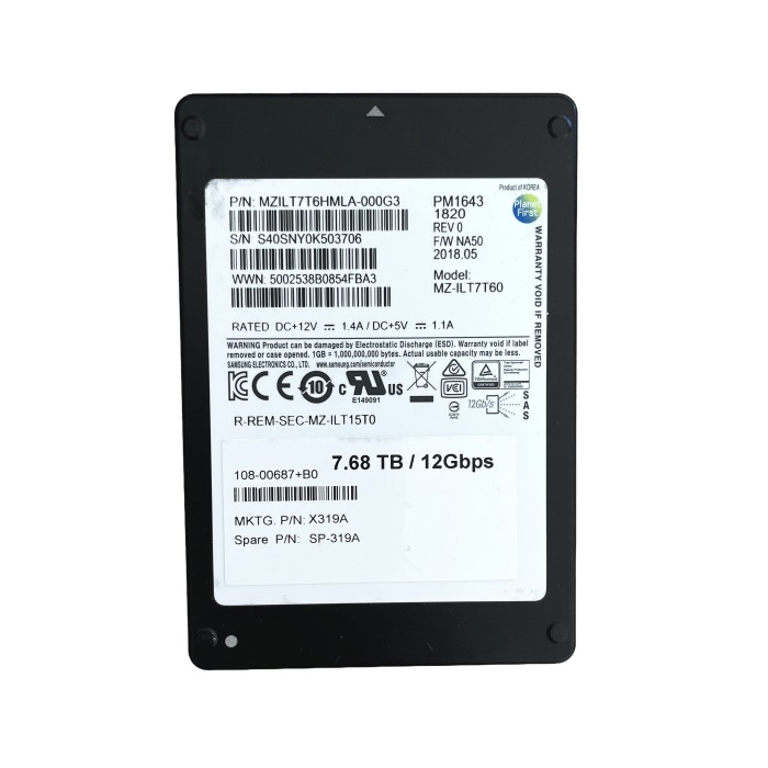 Hard drive Netapp 7.68TB SSD SAS 12G 2.5" TLC RI 108-00687