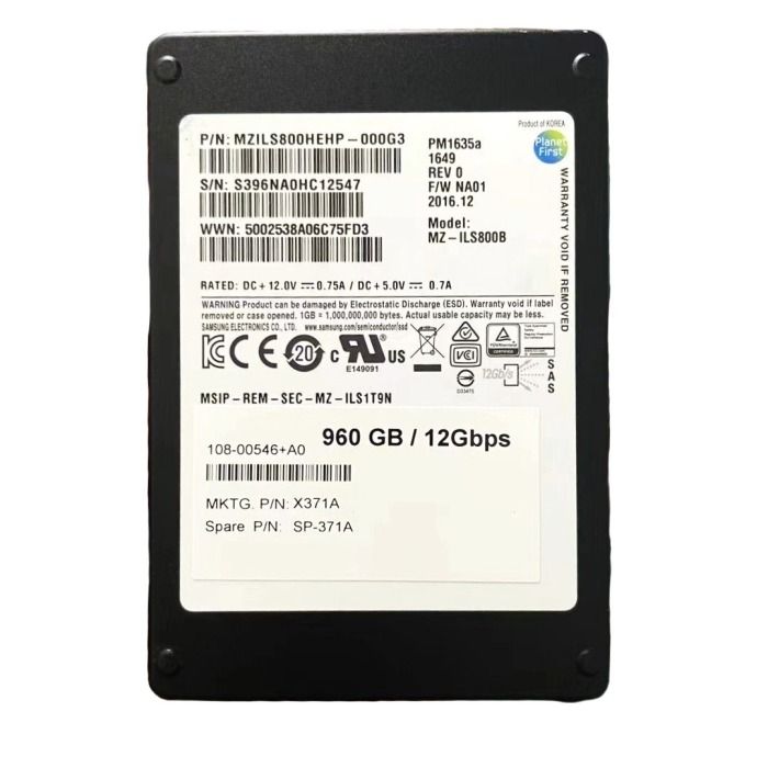Hard drive Netapp 960GB SSD SAS 12G 2.5" TLC MZILS800HEHP-000G3