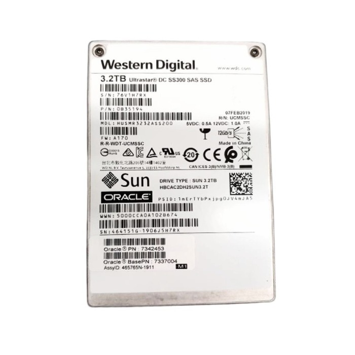 Hard drive Oracle 3.2TB SSD SAS 12G 2.5" 3D TLC NAND MU SED 0B35194
