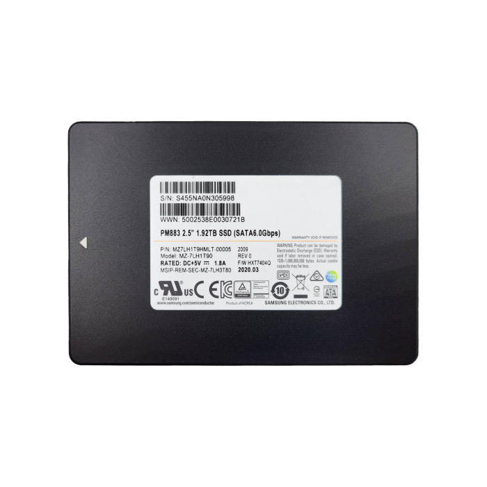 Hard drive Samsung 1.92TB SSD SATA 6G 2.5" TLC RI AES-256 512 MZ7LH1T9HMLT-00005