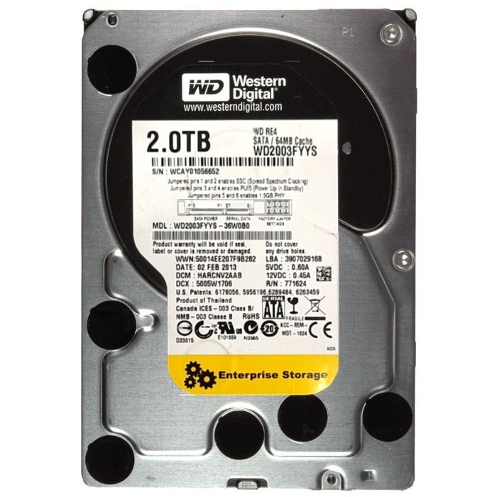 Hard drive WD 2TB 7.2K HDD SATA 3G 3.5" 512e 64MB WD2003FYYS-36W0B0
