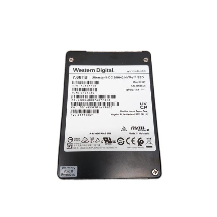 Hard drive WD 7.68TB SSD NVMe PCIe 3.0x4 U.2 2.5" TLC RI ISE 0TS1930