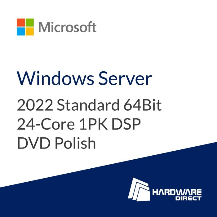 Operating System Microsoft Windows Server 2022 Standard 64Bit 24-Core 1PK DSP DVD Polish