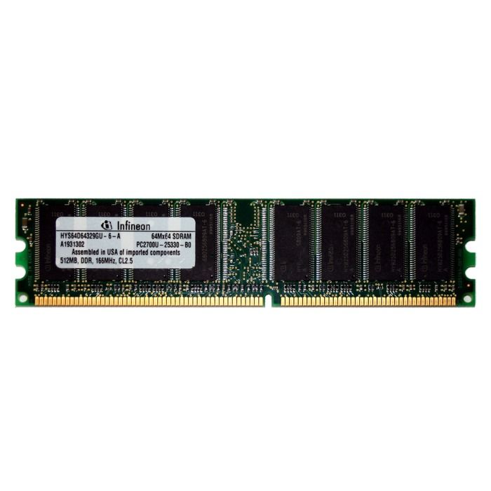 Pamięć RAM Infineon 512MB PC-2700U DDR UDIMM 333 HYS64D64329GU-6-A