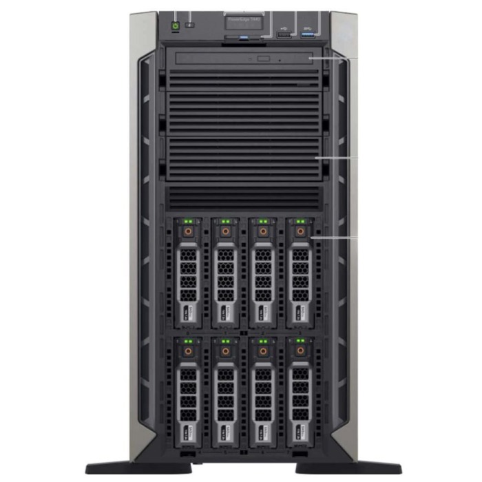 Server Dell PowerEdge T440 8x3.5" with 2x Gold 6134, 192GB RAM, HBA330, BOSS-S1 with 2x Dell 240GB SSD SATA RI M.2, 3x 960GB SSD SATA 2.5", 2x10GbE BASE-T, 2x PSU 1100W, bezel, iDRAC9 Enterprise
