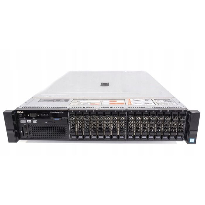 Server Dell R730 16x2.5" with 2xE5-2683 v3, 64GB RAM, H730P, 2x 480GB SSD SATA 2.5", 4x1GbE, 2xPSU, Rails, iDRAC 8 Enterprise