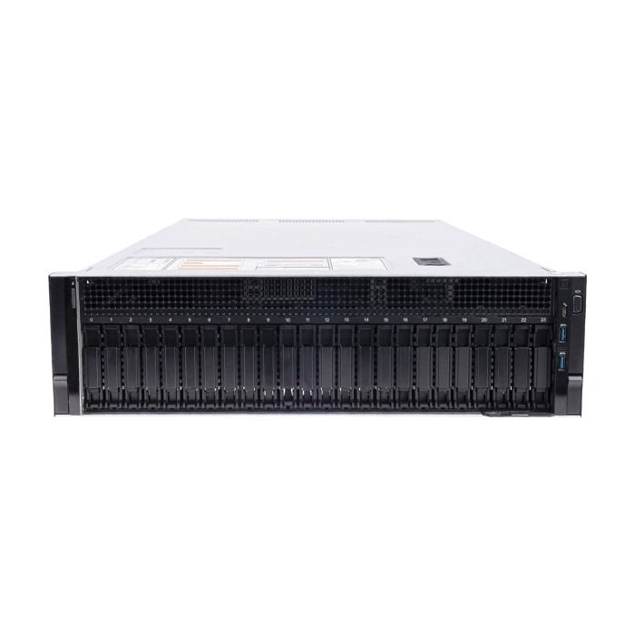 Server Dell R940 24x2.5" (12xNVMe) with 4x Gold 6244, 64GB RAM, H730P, 2x 960GB SSD SATA 2.5", 4x1GbE, 2xPSU, Rails, iDRAC 9 Enterprise