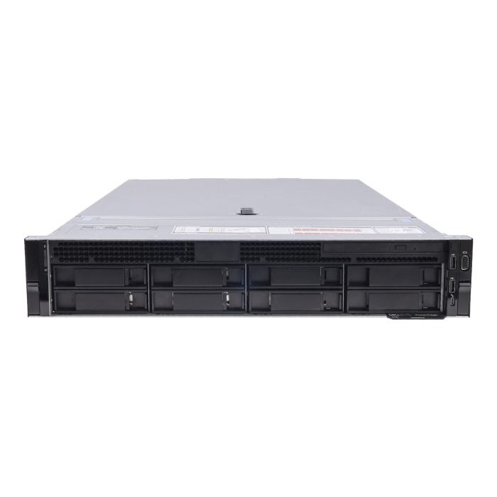 Serwer Dell PowerEdge R740 8x3.5" z 2x Gold 6134, 128GB RAM, BOSS-S1 z 2x 240GB SSD SATA RI M.2, HBA330, 4x 800GB SSD SAS 12G MU 2.5", 2x10GbE SFP+ + 2x1GbE RJ45, 2x PSU 1600W, szyny, maskownica, iDRAC9 Enterprise