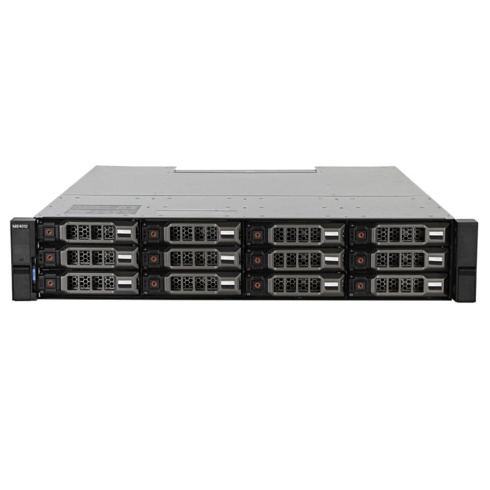 Dell PowerVault storage array ME4012 with 2x FC (10/16Gb) controller, 2x 4TB HDD SAS, 2x 580W AC PSU, rails