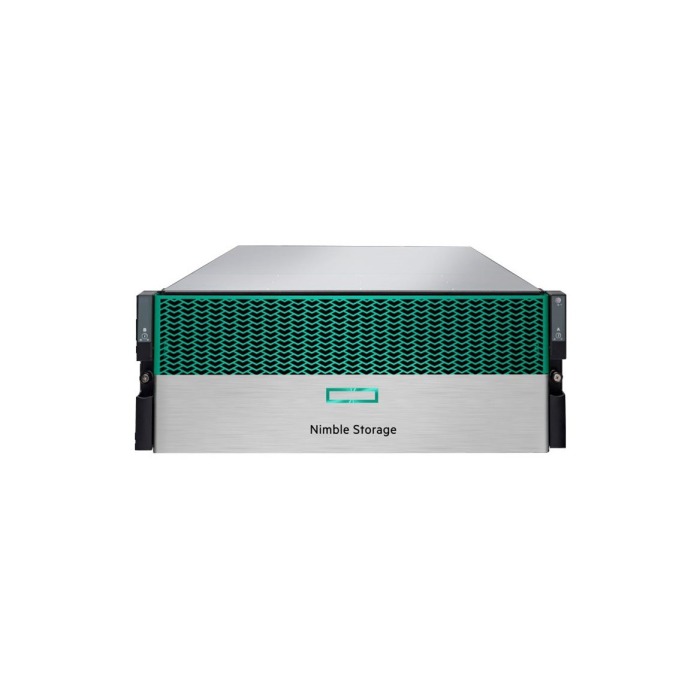 Storage array HPE Nimble HF40 24x3.5" with 4x Silver 4110, 128GB RAM, 2x 8GB DDR4 NVDIMM-N, 21x 6TB 12G SAS 3.5", 4x 1.92TB 6G SATA 2.5", 21x Caddy 3.5", 6x Caddy 2.5" (with adapter), 4x10GbE SFP+, 2xPSU 3000W