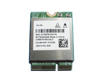 Network interface card Dell Realtek MT7922A22M M.2 2230 Wi-Fi 6 (802.11ax) Bluetooth 5.2 81WF1